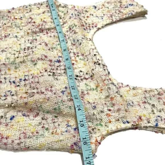 Solemio Confetti Textured Cocktail Dress Sz M Short Sleeve Mini Low Back Party - Picture 8 of 12